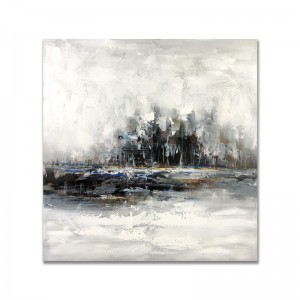 ร้อนขายบทคัดย่องานศิลปะบนผืนผ้าใบ Modren สีดำและสีขาวภาพวาดสีน้ำมันที่ทำด้วยมือสำหรับห้องนั่งเล่นตกแต่งผนัง